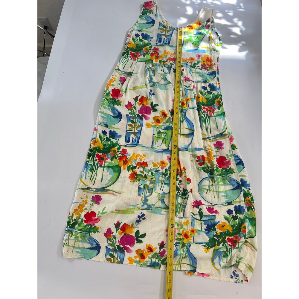 Jams World Womens Small Floral Midi Dress Beach Boho Vacation Resort Watercolor - Picture 14 of 16